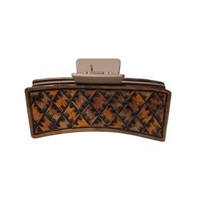 Handcrafted Hand Tooled Genuine Leather Double Sided Hair Claw Clip